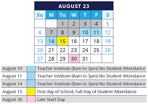 District School Academic Calendar for Algonquin Middle School for August 2023