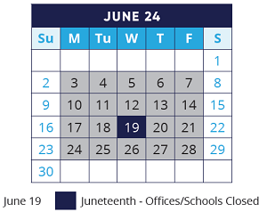 District School Academic Calendar for Algonquin Middle School for June 2024