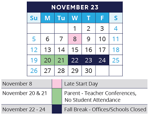 District School Academic Calendar for Algonquin Middle School for November 2023