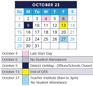 District School Academic Calendar for Algonquin Middle School for October 2023