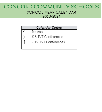 District School Academic Calendar Legend for Concord Community High School