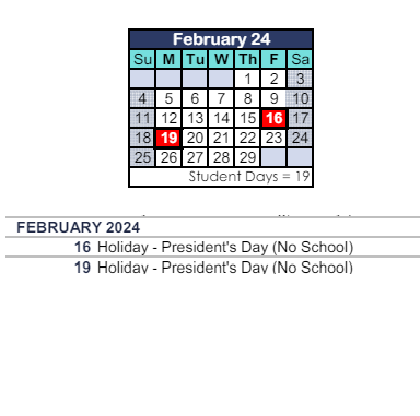 District School Academic Calendar for Century High for February 2024