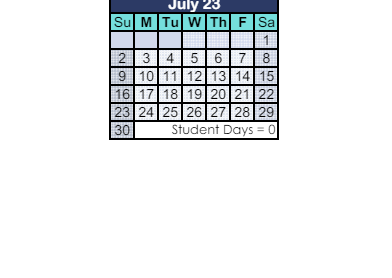 District School Academic Calendar for Sycamore Canyon School for July 2023