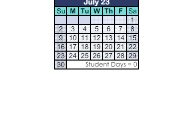 District School Academic Calendar for Glenwood Elementary for July 2023