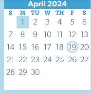 District School Academic Calendar for Washington Junior High for April 2024