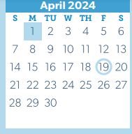 District School Academic Calendar for New El for April 2024