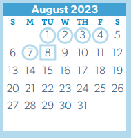 District School Academic Calendar for Cryar Intermediate for August 2023