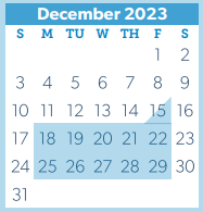 District School Academic Calendar for Giesinger Elementary for December 2023