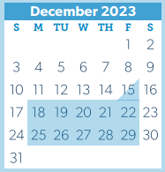 District School Academic Calendar for Cryar Intermediate for December 2023