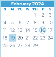 District School Academic Calendar for Pathways for February 2024