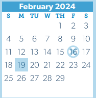 District School Academic Calendar for D A E P for February 2024