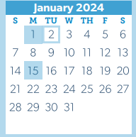 District School Academic Calendar for The Woodlands High School for January 2024