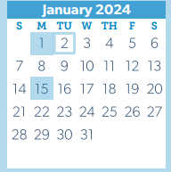 District School Academic Calendar for D A E P for January 2024