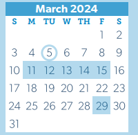 District School Academic Calendar for Cryar Intermediate for March 2024