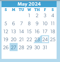 District School Academic Calendar for Washington Junior High for May 2024