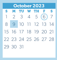 District School Academic Calendar for D A E P for October 2023
