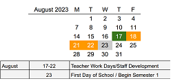 District School Academic Calendar for Tucker Center For Career And Technical Education for August 2023