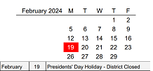 District School Academic Calendar for Tucker Center For Career And Technical Education for February 2024