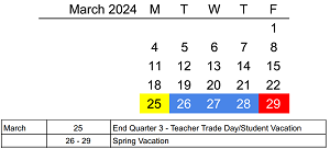 District School Academic Calendar for Tucker Center For Career And Technical Education for March 2024