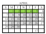 District School Academic Calendar for Lee Middle School for April 2024