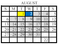 District School Academic Calendar for Welch Elementary School for August 2023