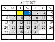 District School Academic Calendar for Lee Middle School for August 2023