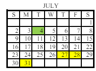 District School Academic Calendar for Jefferson Parkway Elementary School for July 2023