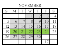 District School Academic Calendar for Welch Elementary School for November 2023