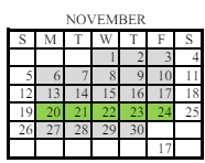 District School Academic Calendar for Arnall Middle School for November 2023