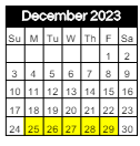 District School Academic Calendar for Hope Highlands Elementary School for December 2023