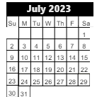 District School Academic Calendar for Hope Highlands Elementary School for July 2023