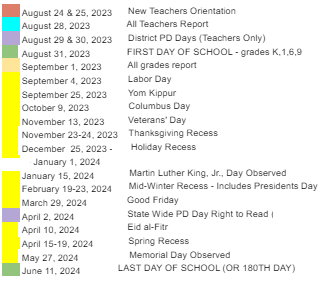 District School Academic Calendar Legend for Hope Highlands Elementary School