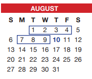 District School Academic Calendar for Crowley Alternative School for August 2023