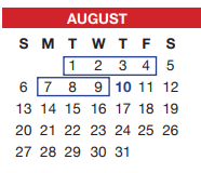 District School Academic Calendar for Crowley H S 9th Grade Campus for August 2023