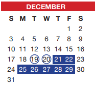 District School Academic Calendar for Jackie Carden Elementary for December 2023