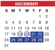 District School Academic Calendar for Crowley H S 9th Grade Campus for December 2023