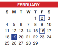 District School Academic Calendar for Tarrant Co J J A E P for February 2024