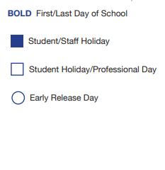 District School Academic Calendar Legend for Crowley Alternative School