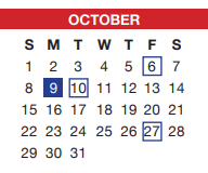 District School Academic Calendar for H F Stevens Middle for October 2023