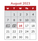 District School Academic Calendar for Jerry Ross Elementary School for August 2023
