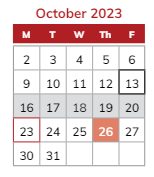 District School Academic Calendar for Jerry Ross Elementary School for October 2023