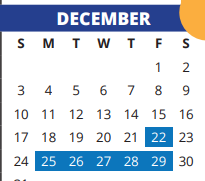 District School Academic Calendar for Gleason Elementary School for December 2023