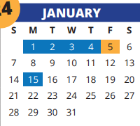 District School Academic Calendar for Hamilton Middle School for January 2024