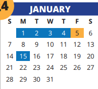 District School Academic Calendar for Gleason Elementary School for January 2024