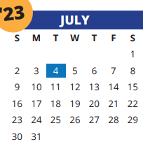 District School Academic Calendar for Kahla Middle School for July 2023
