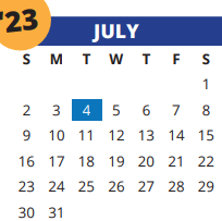 District School Academic Calendar for Aragon Middle School for July 2023