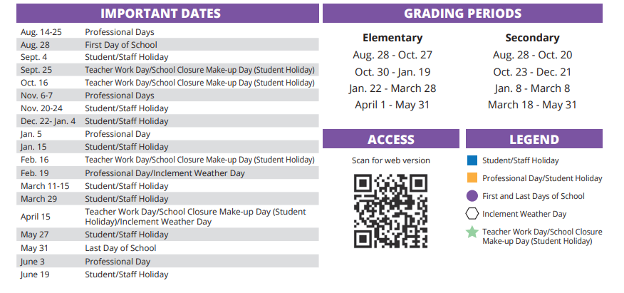 District School Academic Calendar Key for Emmott Elementary School