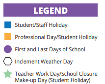 District School Academic Calendar Legend for Sampson Elementary