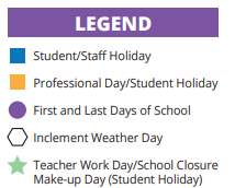 District School Academic Calendar Legend for Cook Middle School