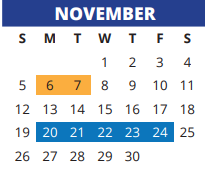 District School Academic Calendar for Kahla Middle School for November 2023